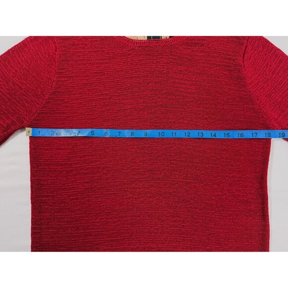 Carole Little Red Open Knit Sweater M Lace Hem Lightweight Semi Sheer NWT - Picture 8 of 11